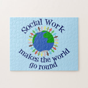 Quebra-cabeça Azul de cotação mundial do trabalho social Inspi