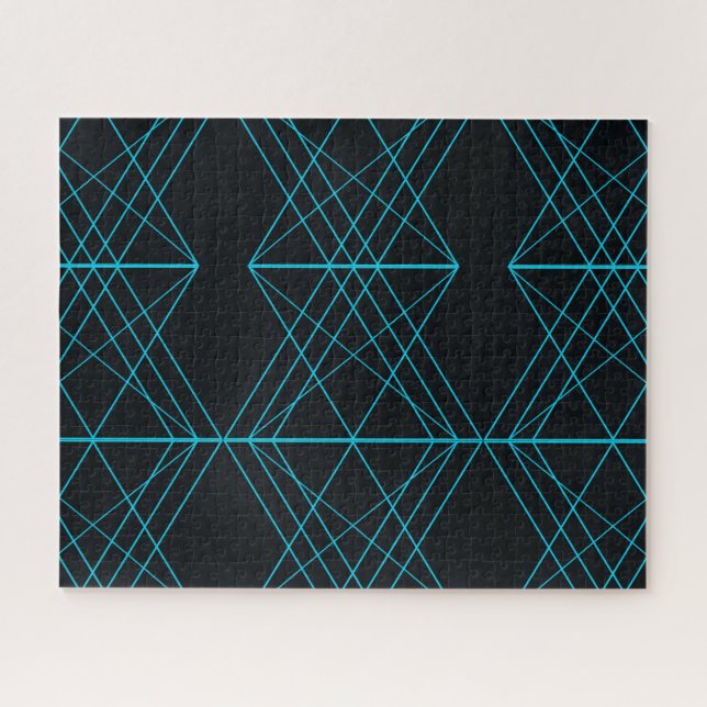 Quebra-cabeça Azul de néon, arte technologic legal, moderna, na (Horizontal)