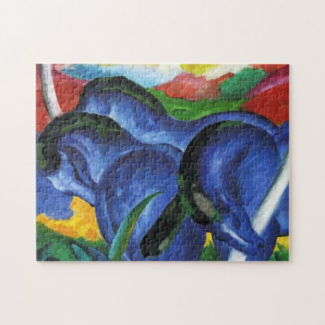 Quebra-cabeça azul dos cavalos de Franz Marc (Horizontal)