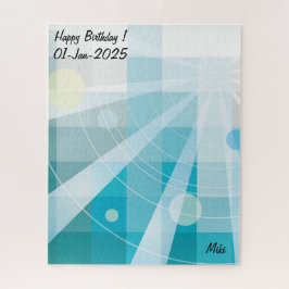 Quebra-cabeça Azul Geometórico Moderno Personalizado