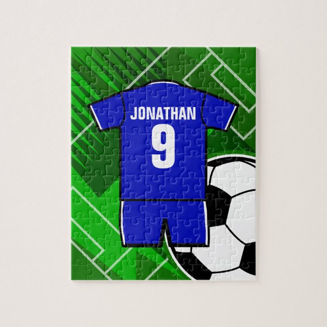 Quebra-cabeça Azul Jersey personalizado com branco (Vertical)