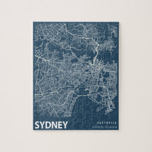 Quebra-cabeça Azul, Linha de Mapa da Cidade Minimalista da Austr