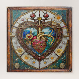 Quebra-cabeça Azulejo Anatômico de Coração Mecânico de Cerâmica 