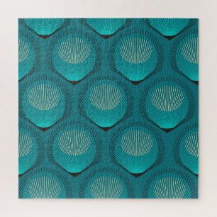 Quebra-cabeça Azulejo Azul de Penas Peacock Estilizadas