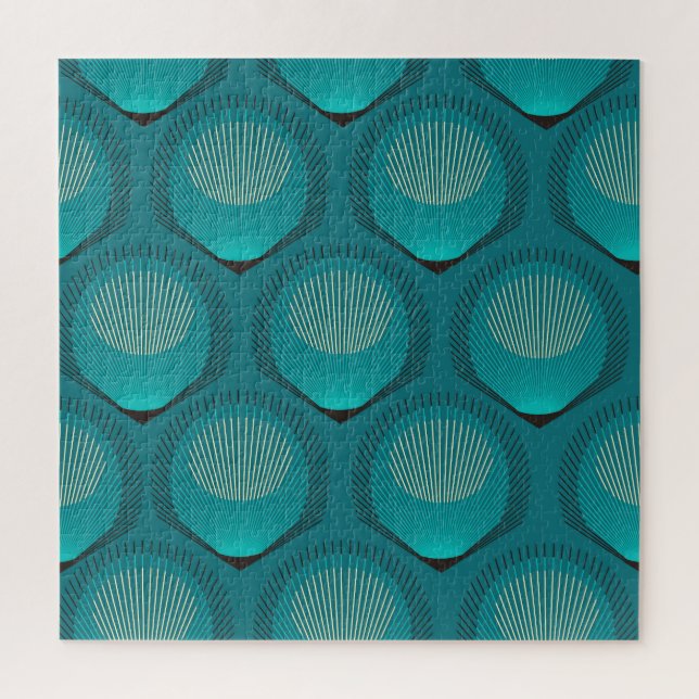Quebra-cabeça Azulejo Azul de Penas Peacock Estilizadas (Vertical)