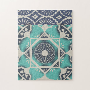 Quebra-cabeça Azulejo Batik Azul II