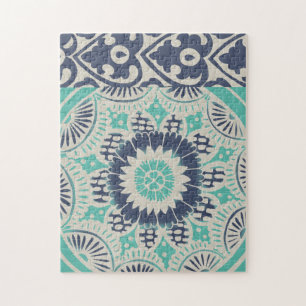 Quebra-cabeça Azulejo Batik Azul III