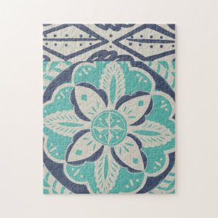 Quebra-cabeça Azulejo Batik Azul IV