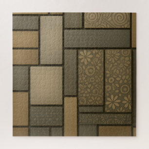 Quebra-cabeça Azulejo Bege Neutro Padrão Mosaico