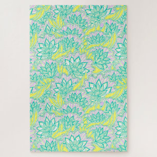 Quebra-cabeça azulejo de cerâmica de padrão floral amarelo-esv