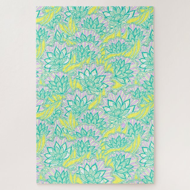 Quebra-cabeça Azulejo de cerâmica verde-amarelo-esverdeado (Vertical)