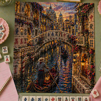 Quebra-cabeça Azulejo de Mahjong do Canal Romântico de Gôndola F