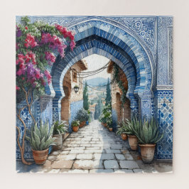 Quebra-cabeça Azulejos Azuis do Marrocos Arch Birthay Wedding Gi