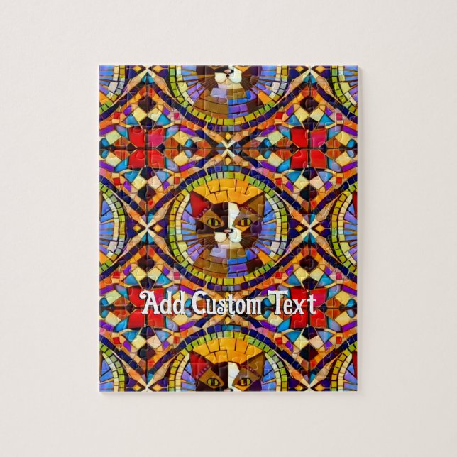 Quebra-cabeça Azulejos de Mosaico de Gato Coloridos Vibrantes -  (Vertical)