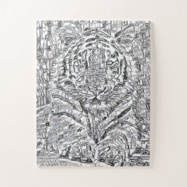 Quebra-cabeça Azulejos do mosaico Tiger em Preto e Branco