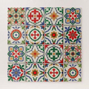 Quebra-cabeça Azulejos marroquinos: Padrão Colorido Sem Olhos.