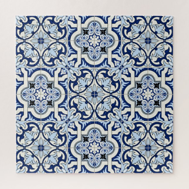 Quebra-cabeça Azulejos marroquinos: Padrões azuis lindos. (Vertical)
