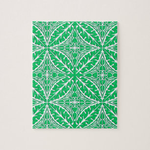 Quebra-cabeça azulejos marroquinos - verde-jade e branco