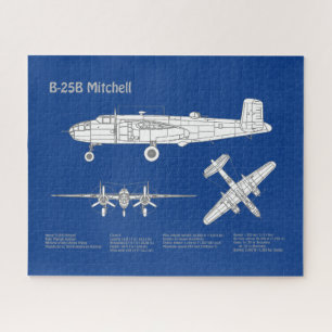 Quebra-cabeça B-25B Mitchell Doolittle - Airplane Blueprint ABD