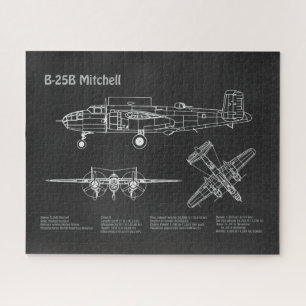 Quebra-cabeça B-25B Mitchell Doolittle - PD de avião Blueprint
