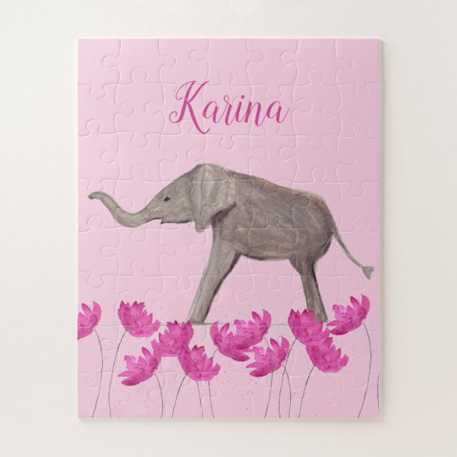 Quebra-cabeça Baby Elephant willife Animal for Kids art Girl (Vertical)