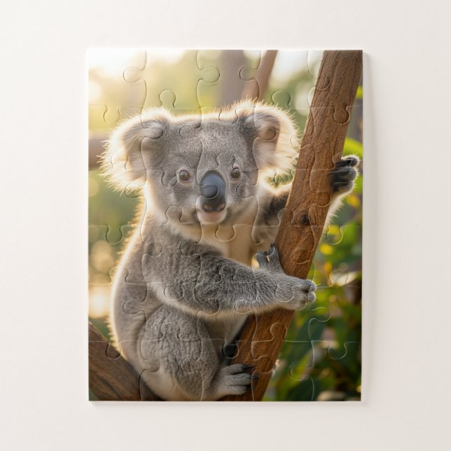 Quebra-cabeça Baby Koala Hanging On To A Tree (Vertical)