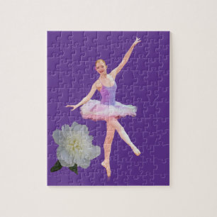 Quebra-cabeça Bailarina da dança em customizável roxo e branco