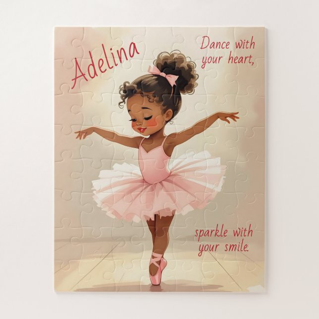 Quebra-cabeça Bailarina Menina com Tutu Rosa Personalizado (Vertical)