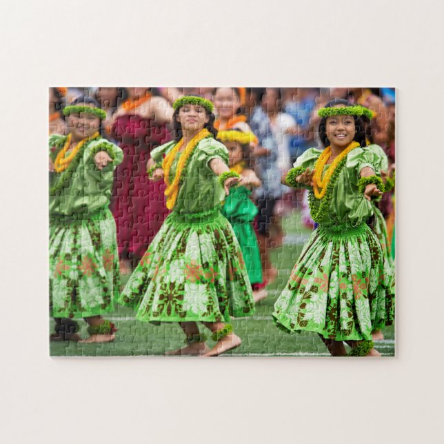 Quebra-cabeça Bailarinas havaianas de Hula. (Horizontal)