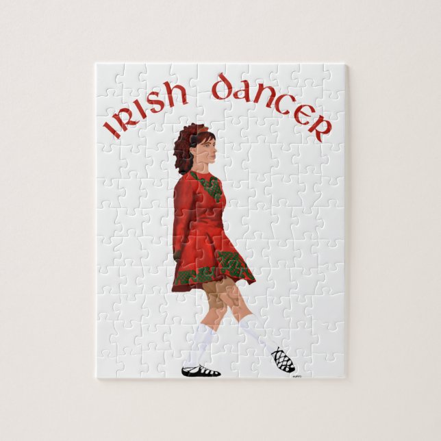 Quebra-cabeça Bailarino Irlandês de Sapato Macio de Vermelho (Vertical)