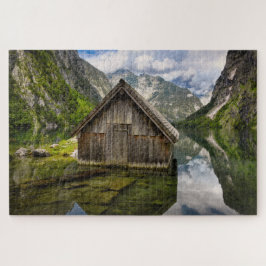 Quebra-cabeça Bairro no lago de Obersee, nos Alpes, na Alemanha