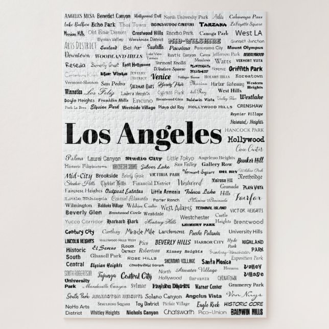 Quebra-cabeça Bairros de Los Angeles de volta a Branco (Vertical)