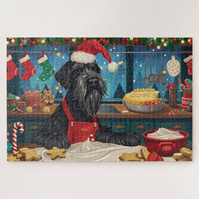 Quebra-cabeça Baking de Natal do Giant Schnauzer: Natal Festivo (Horizontal)
