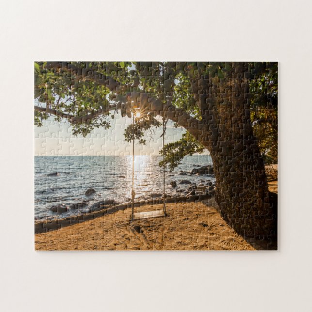 Quebra-cabeça Balanço na praia no por do sol (Horizontal)