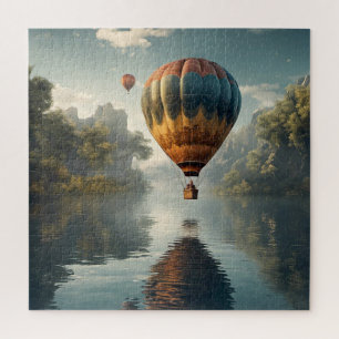 Quebra-cabeça Balão de Ar Quente Vintage Reflexo na Água