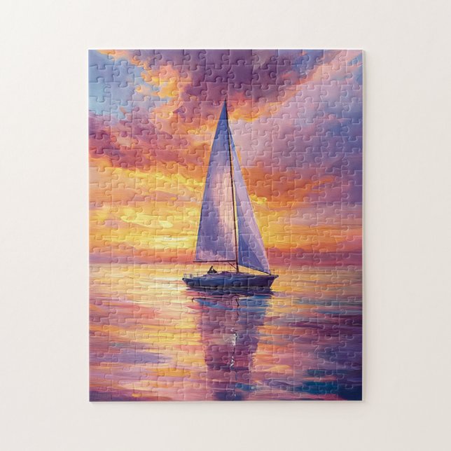 Quebra-cabeça Balão de vela na pintura Sunset (Vertical)