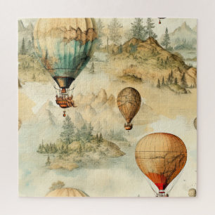 Quebra-cabeça Balão de Vintage Ar Quente em Paisagem Serena (4)