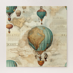 Quebra-cabeça Balão de Vintage Ar Quente em Paisagem Serena (5)
