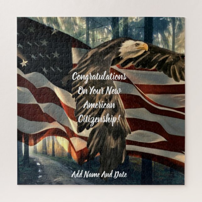 Quebra-cabeça Bald Eagle American Bandeira Nova Cidadania (Vertical)
