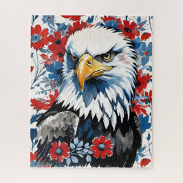 Quebra-cabeça Bald Eagle Red White e Blue Floral EUA