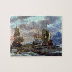 Quebra-cabeça Baleeiras Oceano Ártico Abraham Storck 1654