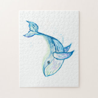 Quebra-cabeça Baleia azul em aquarelas