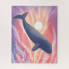 Quebra-cabeça Baleia Azul | Tons Oceânicos Animal Aquarela