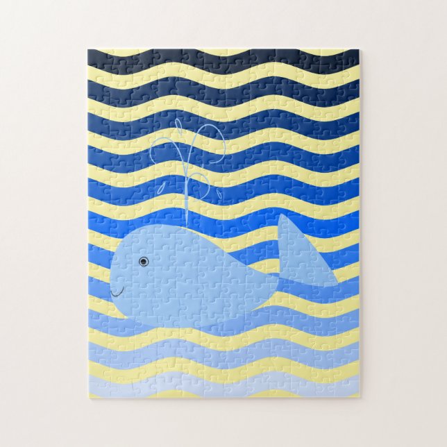 Quebra-cabeça Baleia e Ondas de Cartoon (Vertical)