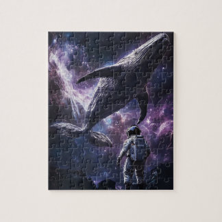 Quebra-cabeça Baleia Espacial Cósmica e Astronauta Nebulosa Queb