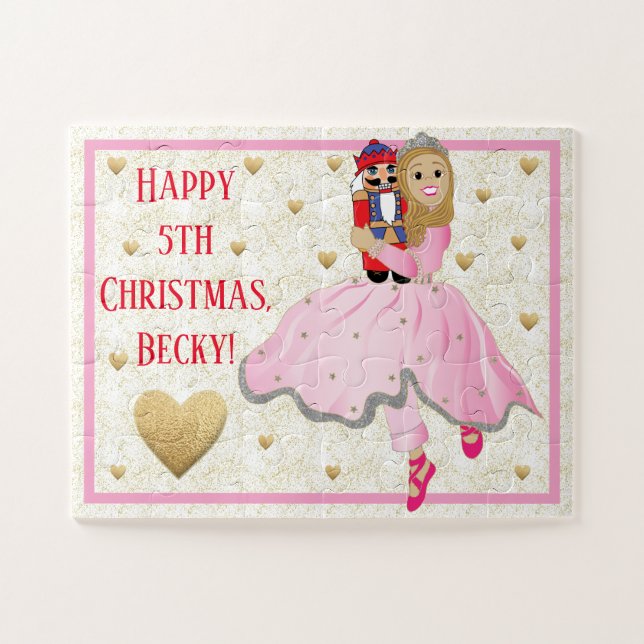 Quebra-cabeça Ballerina rosa-Quebra-cabeça de-Natal Personaliza (Horizontal)