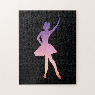 Quebra-cabeça Ballerina silhueta rosa púrpura