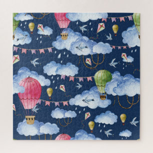 Quebra-cabeça Balões Whimsical: Padrão de Nuvem de Aquarela