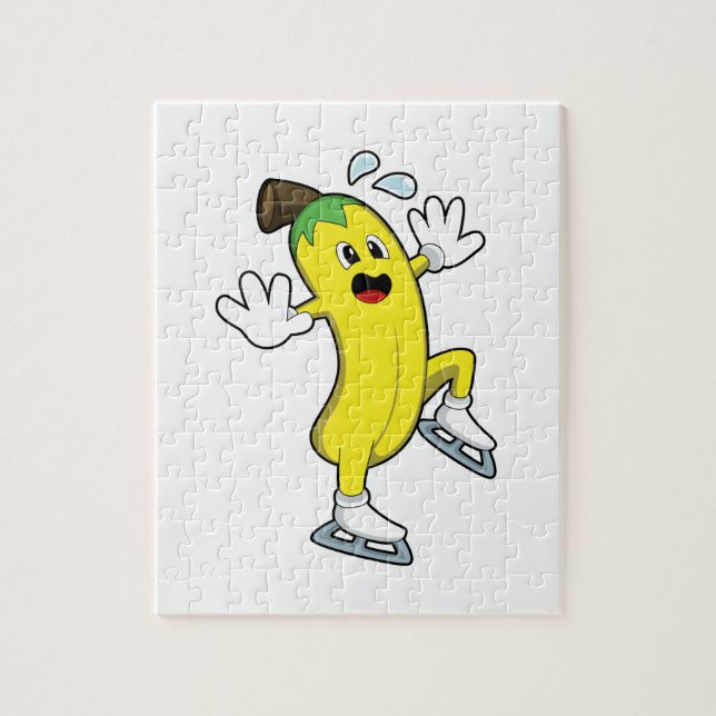 Quebra-cabeça Banana na patinação no gelo com skates de gelo.PNG (Vertical)