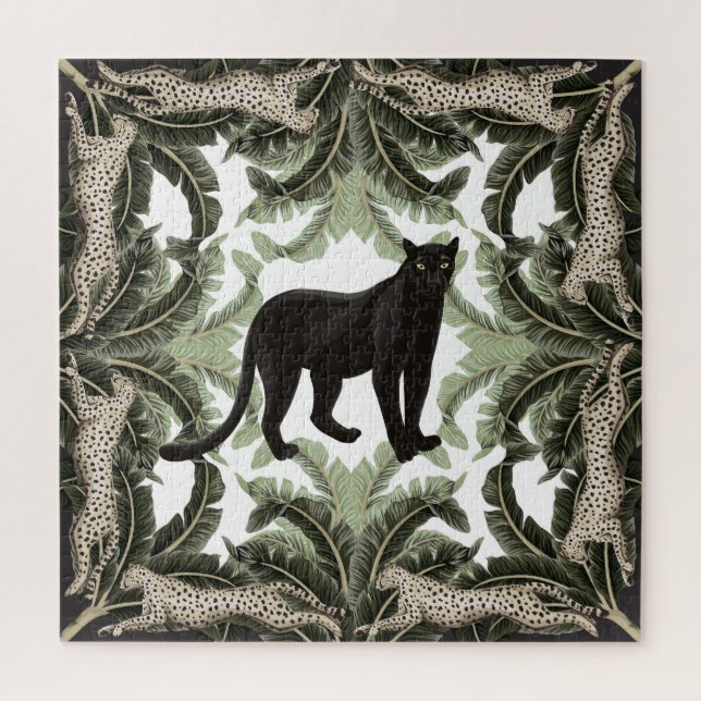 Quebra-cabeça Banana Tree Cheetah Padrão Tropical (Vertical)